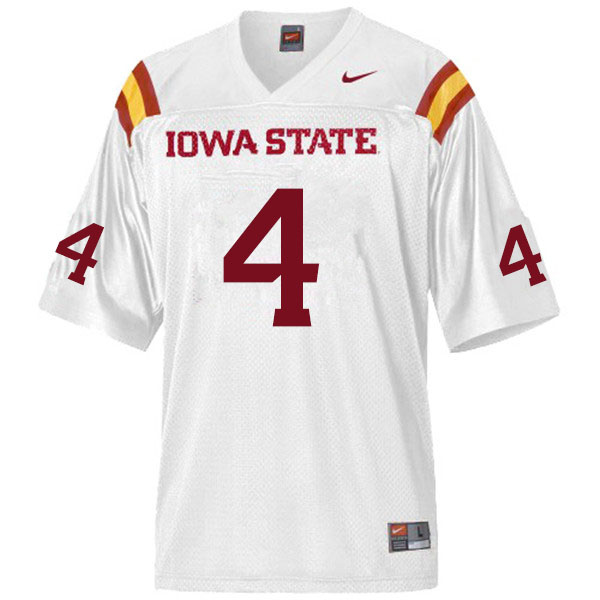 Men #4 Johnnie Lang Iowa State Cyclones College Football Jerseys Sale-White